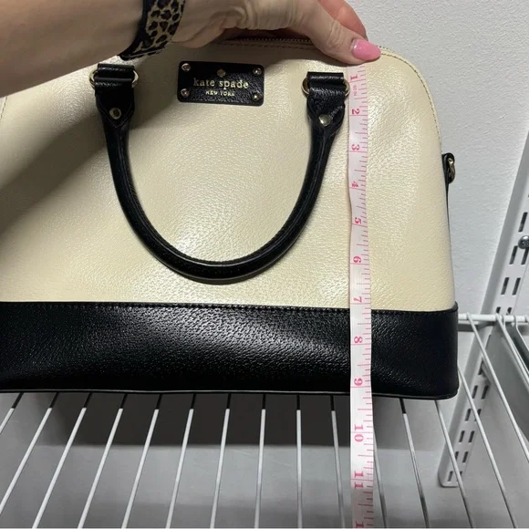 Kate Spade Cream and Black Pebbled Leather Satchel - Picture 8 of 10